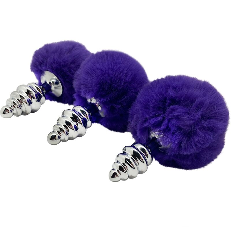 ALIVE ANAL PLEASURE PLUG ESPIRAL METAL POMPON VIOLETA OSCURO TALLA S