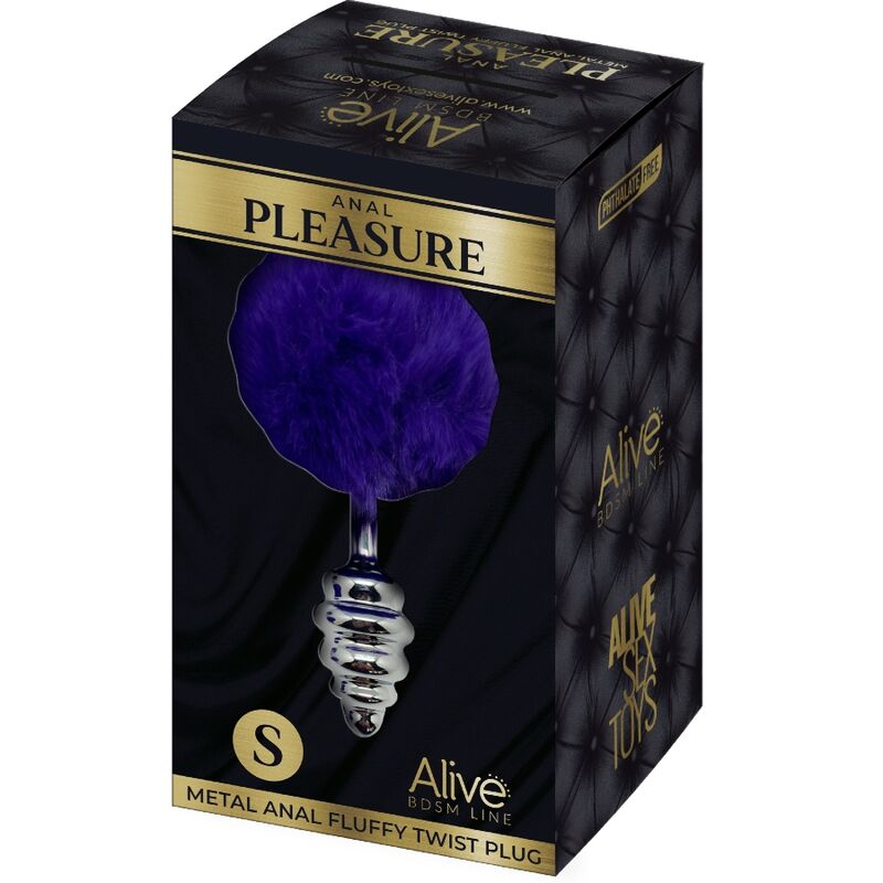 ALIVE ANAL PLEASURE PLUG ESPIRAL METAL POMPON VIOLETA OSCURO TALLA S