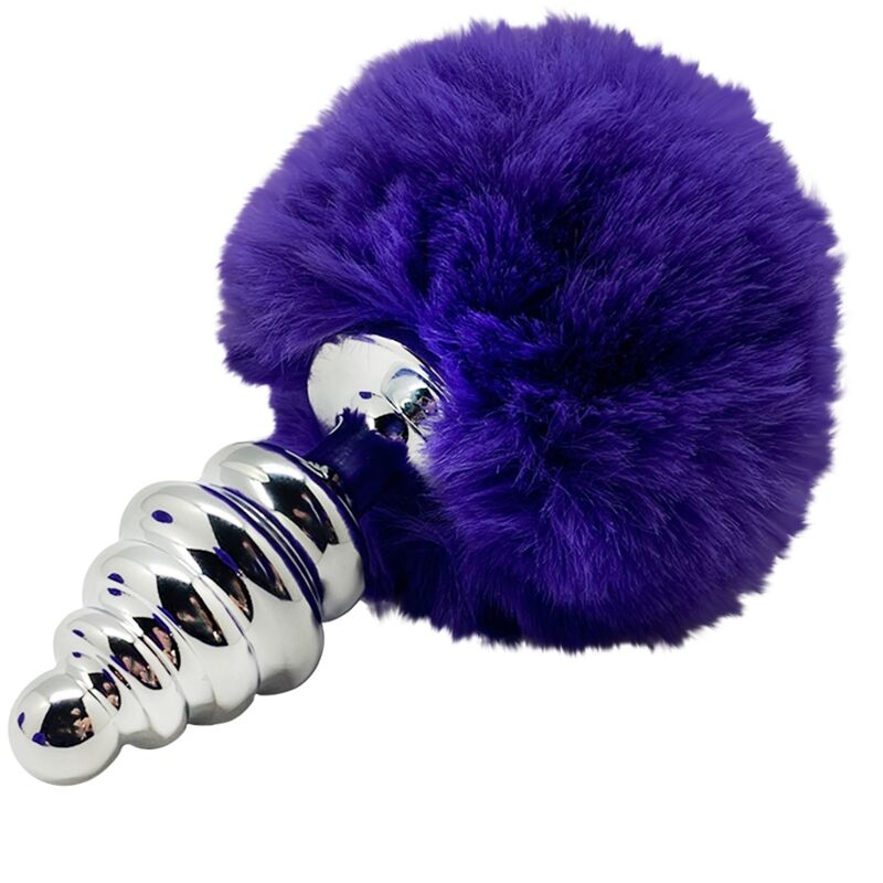 ALIVE ANAL PLEASURE PLUG ESPIRAL METAL POMPON VIOLETA OSCURO TALLA M