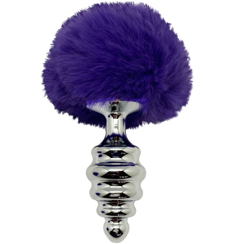 ALIVE ANAL PLEASURE PLUG ESPIRAL METAL POMPON VIOLETA OSCURO TALLA M