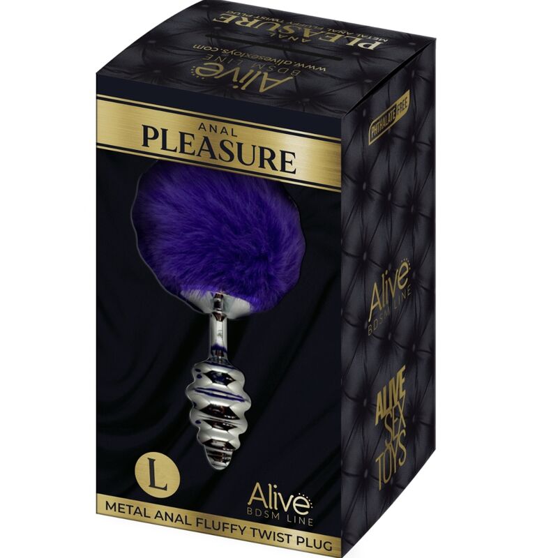 ALIVE ANAL PLEASURE PLUG ESPIRAL METAL POMPON VIOLETA OSCURO TALLA L