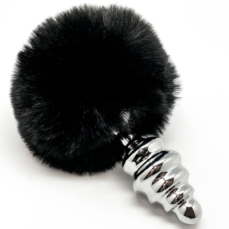 ALIVE ANAL PLEASURE PLUG ESPIRAL METAL POMPON NEGRO TALLA S