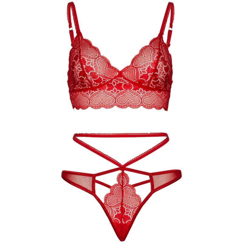 LEG AVENUE SET 2 PIEZAS CON TANGA DOBLE TIRANTA S M ROJO