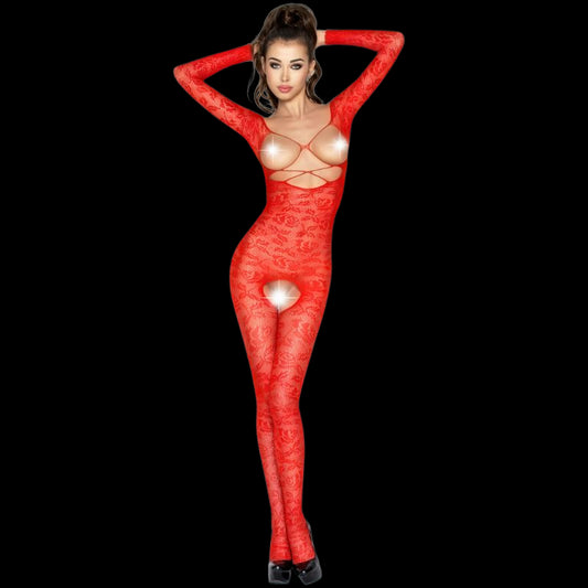 PASSION WOMAN BS031 BODYSTOCKING ROJO TALLA UNICA