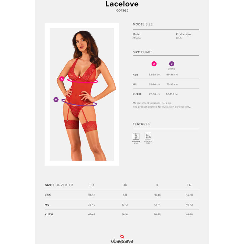 OBSESSIVE LACELOVE CORSET ROJO XS S