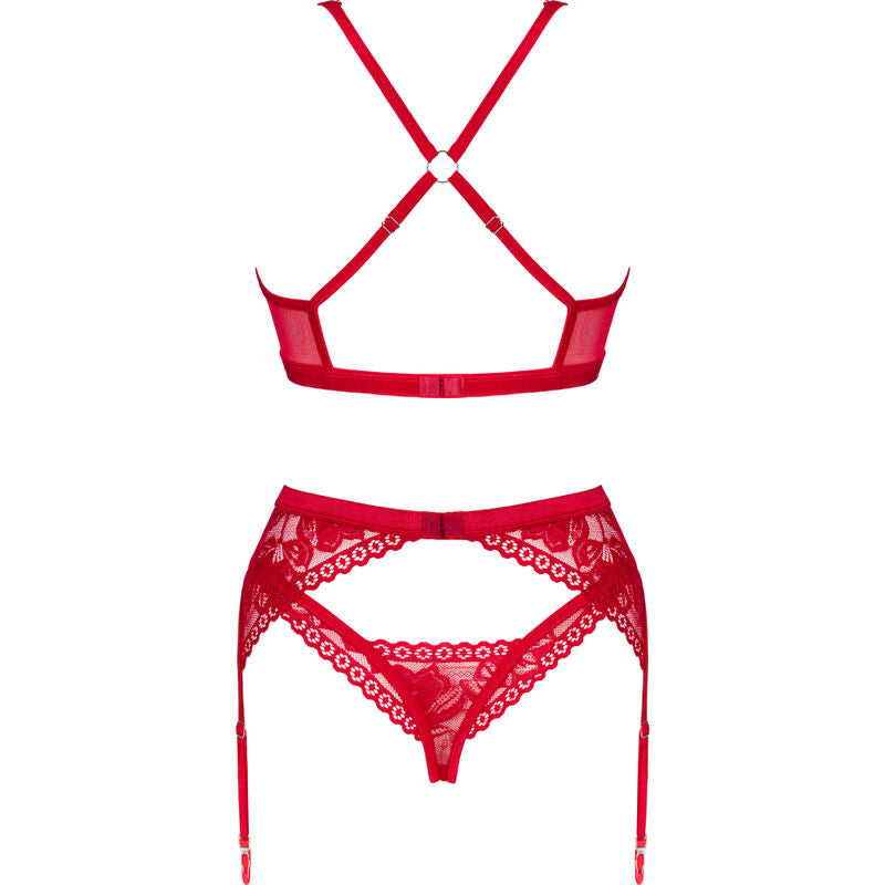 OBSESSIVE LACELOVE SET TRES PIEZAS ROJO XS S