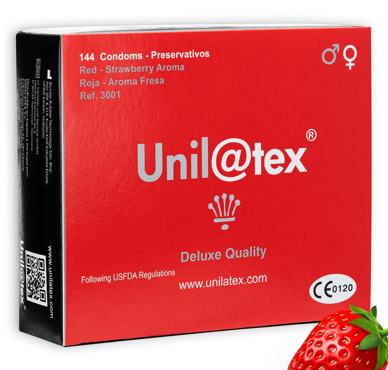 UNILATEX PRESERVATIVOS ROJOS FRESA 144 UDS