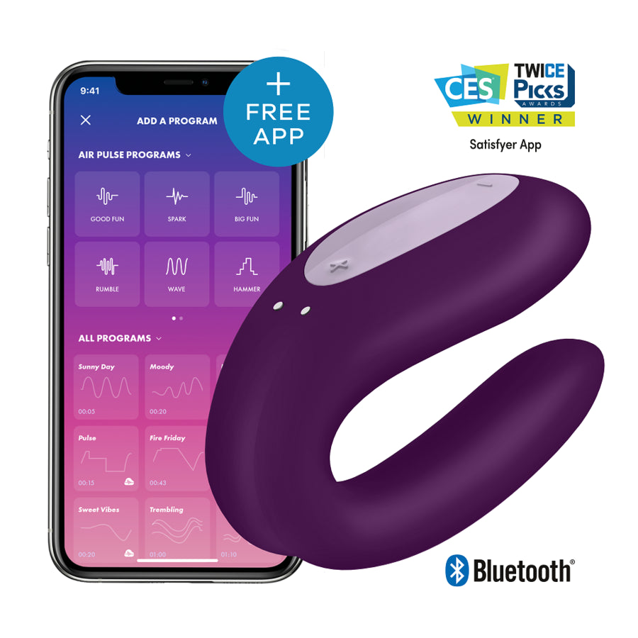 SATISFYER DOUBLE JOY CON APP MORADO