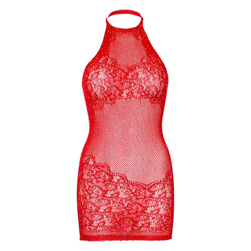 LEG AVENUE MINI VESTIDO CON PEDRERiA TALLA uNICA ROJO