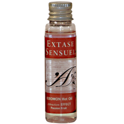 EXTASE SENSUEL ACEITE MASAJE EFECTO CALOR CON FEROMONAS FRUTA DE LA PASION VIAJE 35 ML