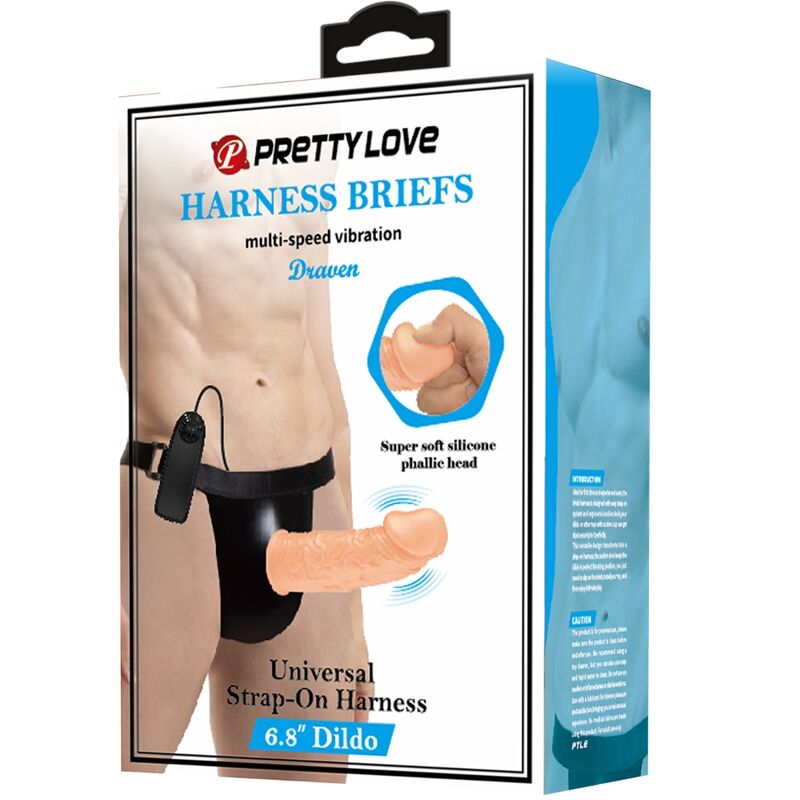 PRETTY LOVE HARNESS BRIEFS CON VIBRACION DILDO INCLUIDO