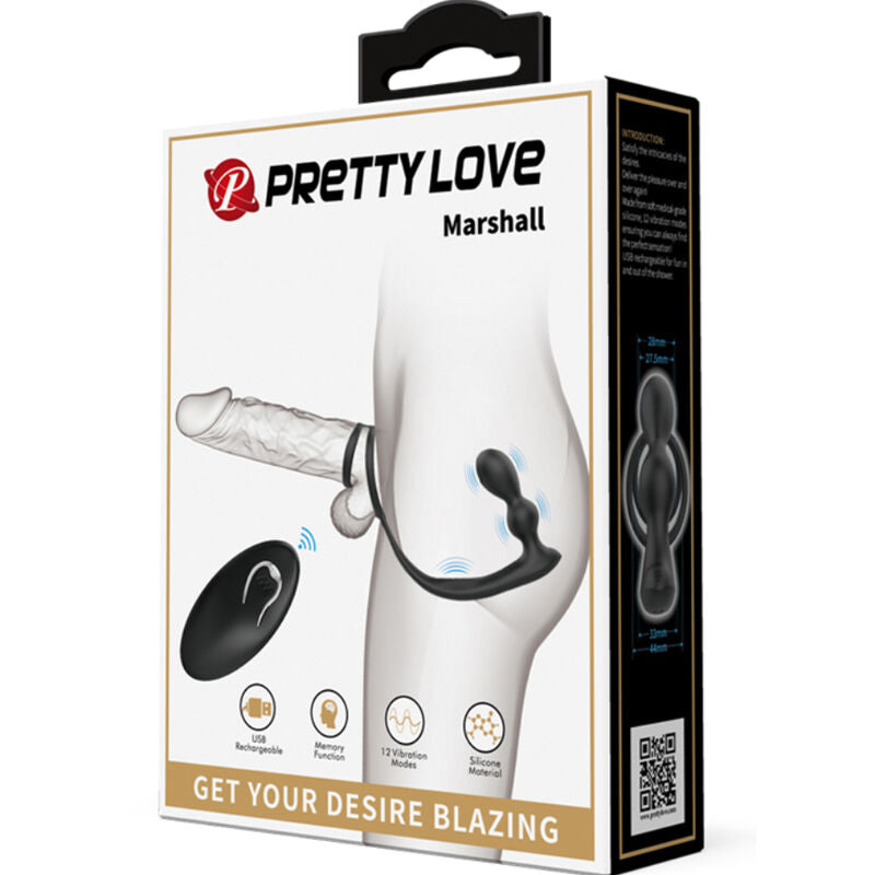 PRETTY LOVE MARSHALL ANILLO PARA PENE PLUG ANAL VIBRATORIO 38 CONTROL REMOTO