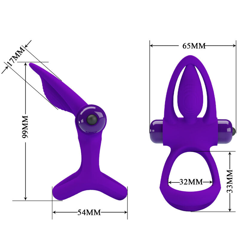 PRETTY LOVE ANILLO VIBRADOR 10 VIBRACIONES SILICONA VIOLETA