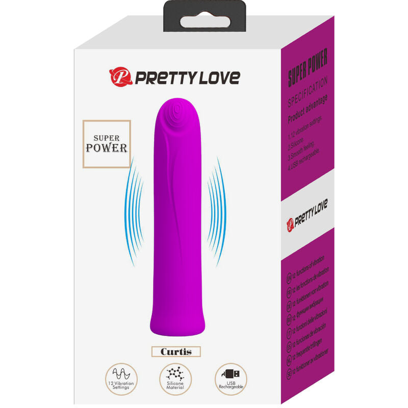 PRETTY LOVE CURTIS MINI VIBRADOR SUPER POWER 12 VIBRACIONES SILICONA VIOLETA