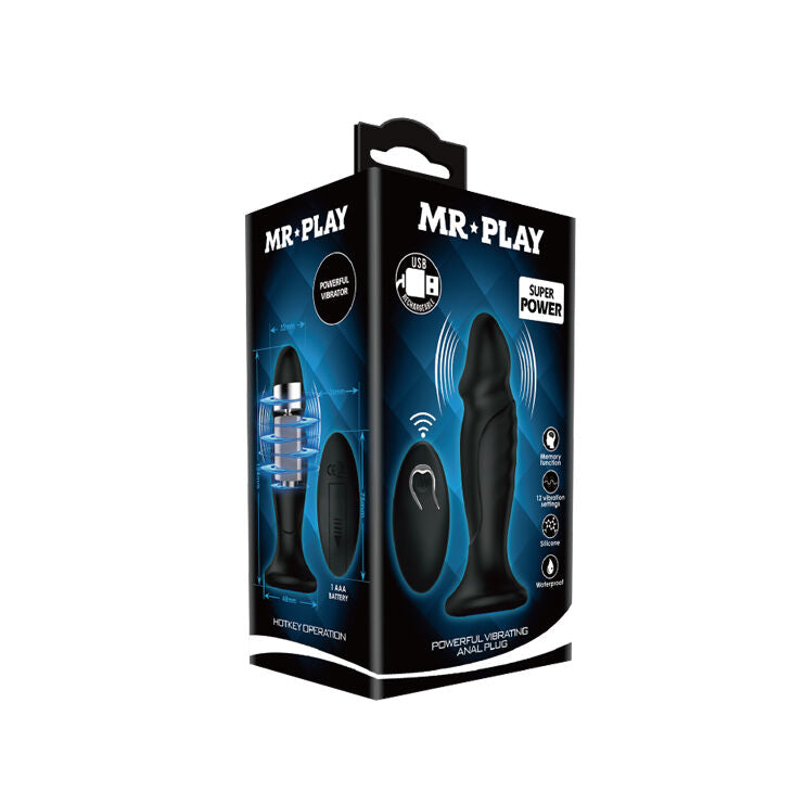 MR PLAY PLUG ANAL CON VIBRACION NEGRO CONTROL REMOTO