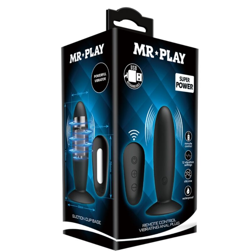 MR PLAY PLUG ANAL CON VIBRACION NEGRO CONTROL REMOTO