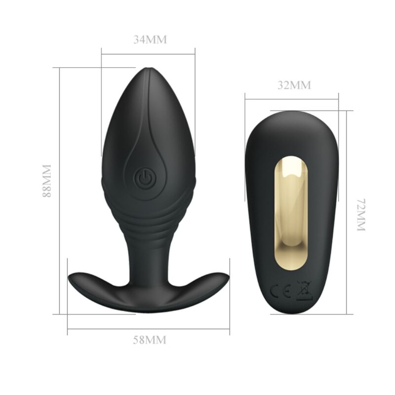 PRETTY LOVE REGINA PLUG ANAL VIBRADOR RECARGABLE NEGRO