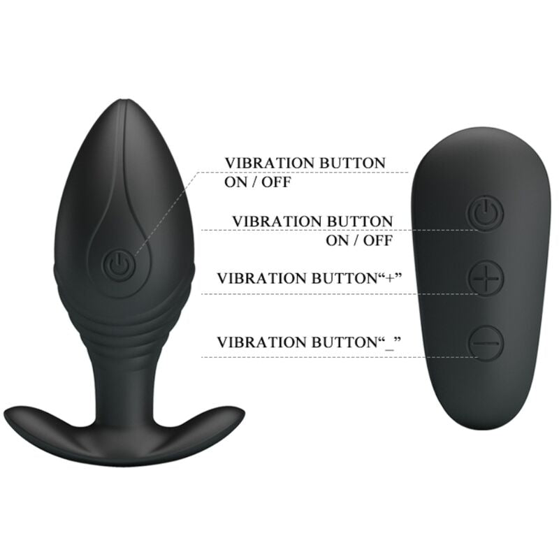 PRETTY LOVE REGINA PLUG ANAL VIBRADOR RECARGABLE NEGRO