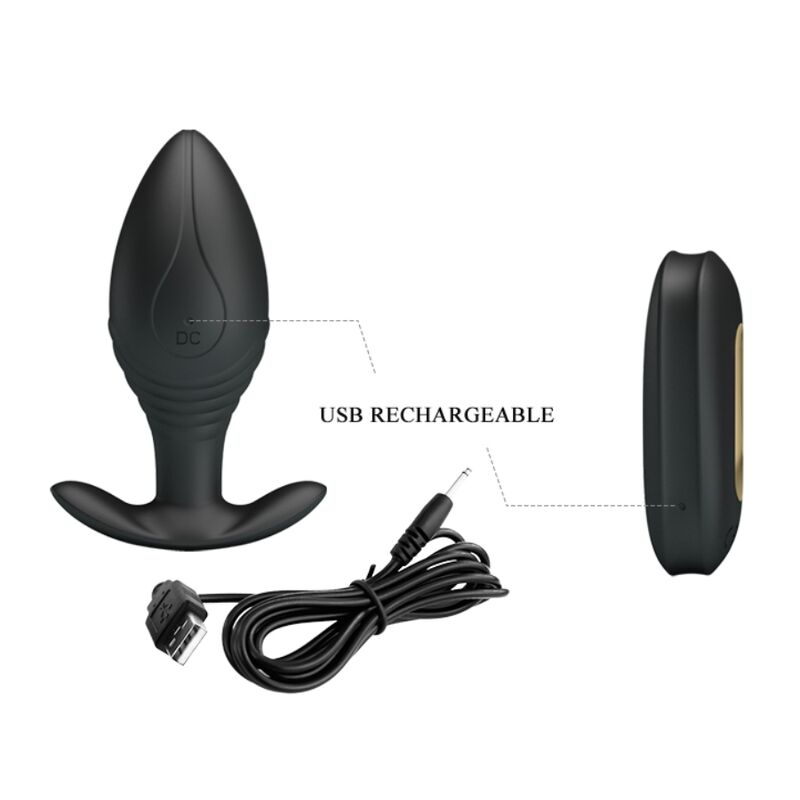 PRETTY LOVE REGINA PLUG ANAL VIBRADOR RECARGABLE NEGRO