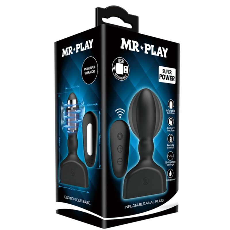 MR PLAY PLUG ANAL HINCHABLE NEGRO CONTROL REMOTO