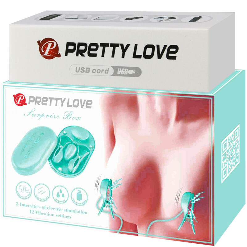 PRETTY LOVE SURPRISE BOX PINZAS ELECTRO ESTIMULACION AZUL