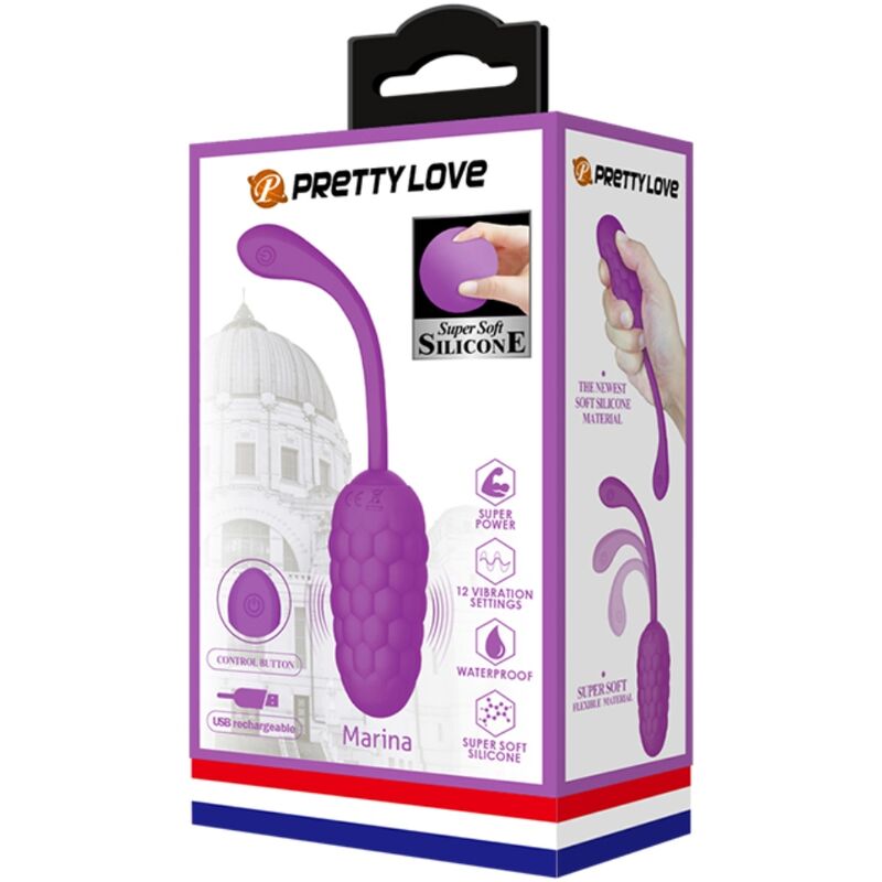 PRETTY LOVE HUEVO VIBRADOR CON TEXTURA MARINA RECARGABLE MORADO