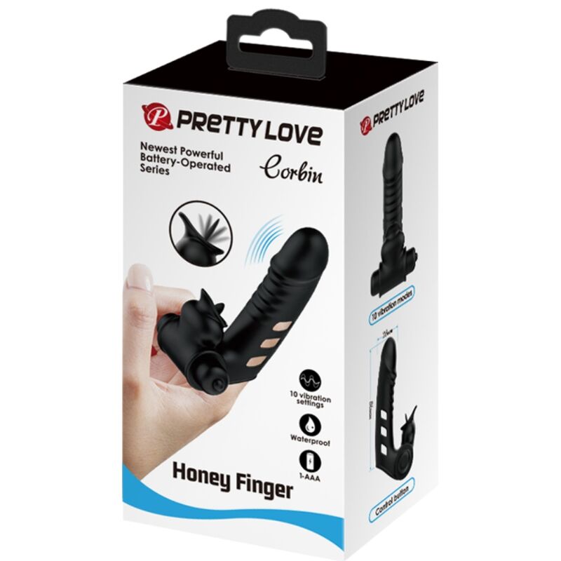 PRETTY LOVE CORBIN FUNDA DEDO VIBRADOR NEGRO