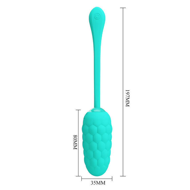 PRETTY LOVE HUEVO VIBRADOR CON TEXTURA MARINA RECARGABLE VERDE AGUA