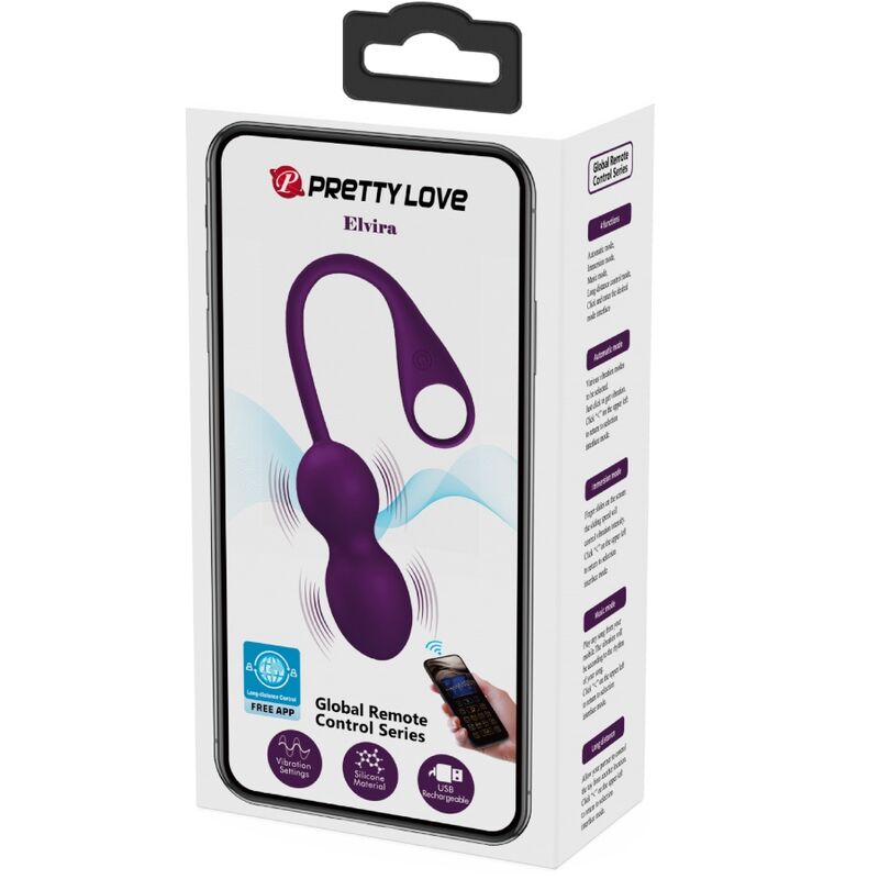 PRETTY LOVE ELVIRA KEGEL BALLS APP CONTROL REMOTO MORADO