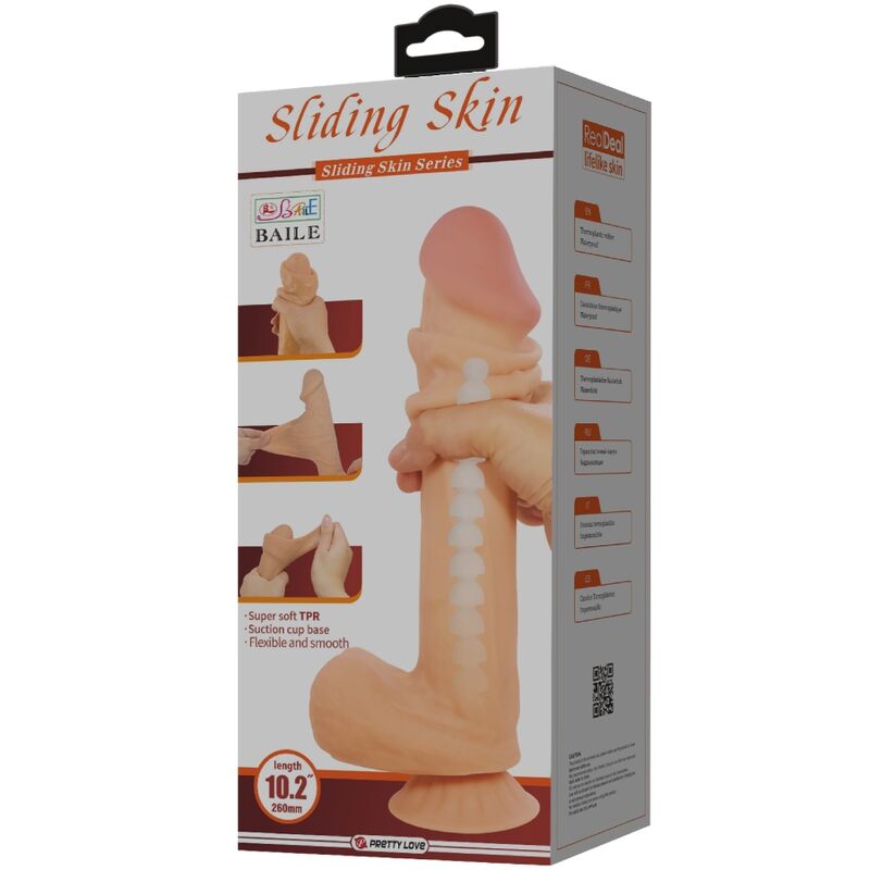 PRETTY LOVE SLIDING SKIN SERIES DILDO REALiSTICO CON VENTOSA PIEL DESLIZANTE 26 CM