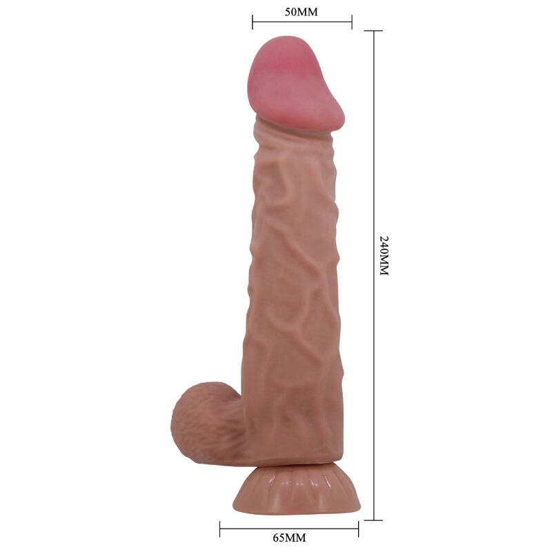 PRETTY LOVE SLIDING SKIN SERIES DILDO REALiSTICO CON VENTOSA PIEL DESLIZANTE MORENO 24 CM