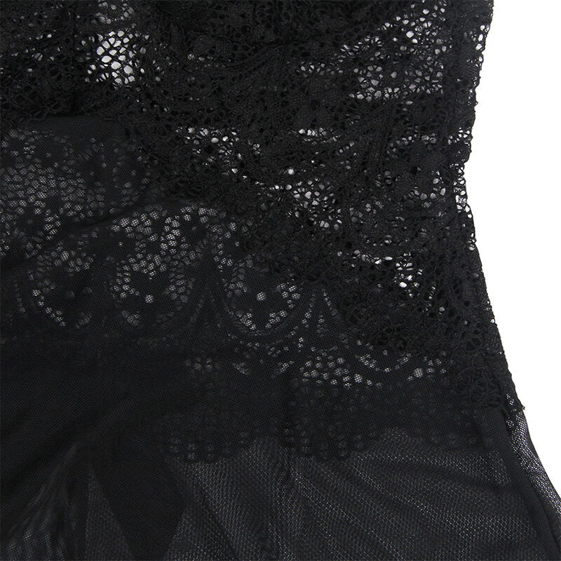 SUBBLIME BABYDOLL TELA DE TUL DETALLE ENCAJE Y FLOR NEGRO S M