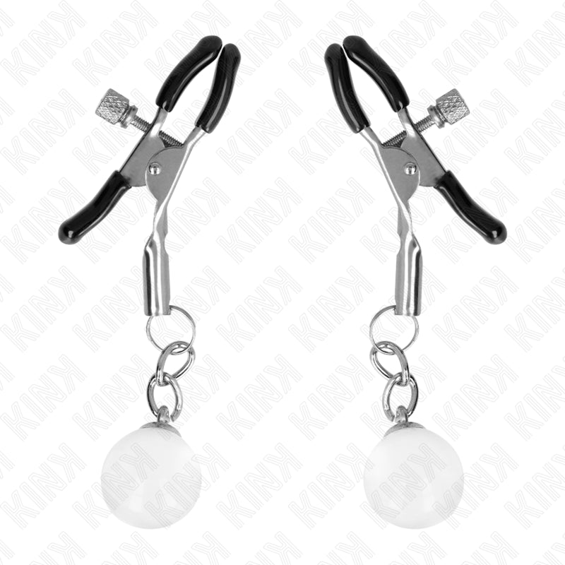 KINK PINZAS PARA PEZONES PLATEADAS CON COLGANTE DE VIDRIO 6 CM