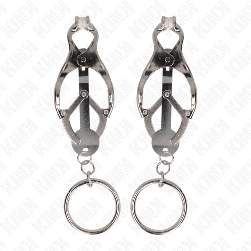 KINK PINZAS PARA PEZONES ESTILO JAPONaS CON AROS PLATEADO