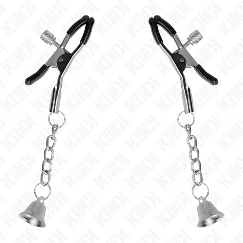 KINK PINZAS PARA PEZONES CON COLGANTE DE CAMPANA PLATEADO 6 CM