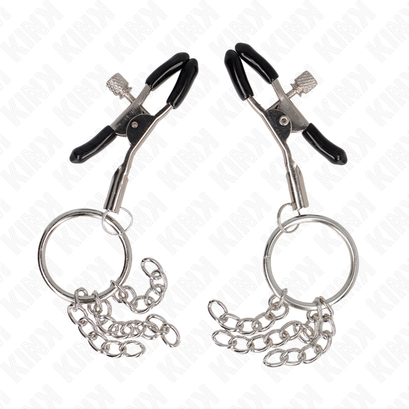 KINK PINZAS PARA PEZONES CON ARO Y PEQUEaAS CADENAS PLATEADO 6 CM