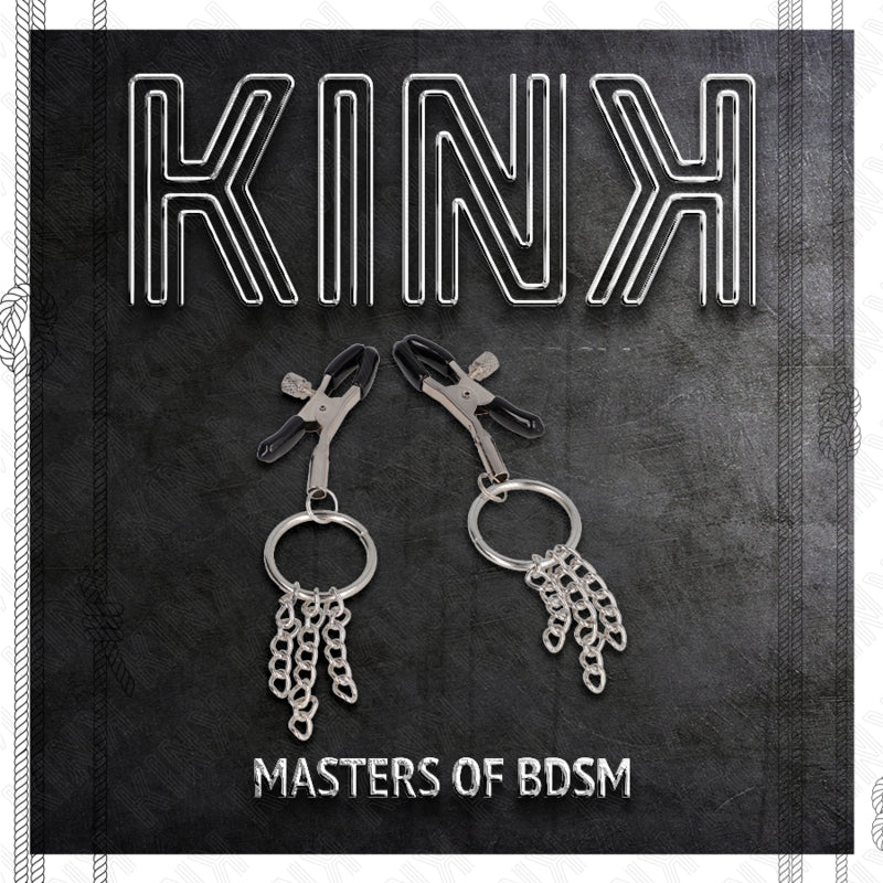 KINK PINZAS PARA PEZONES CON ARO Y PEQUEaAS CADENAS PLATEADO 6 CM