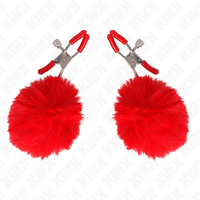 KINK PINZAS PARA PEZONES CON POMPaN ROJO 6 CM