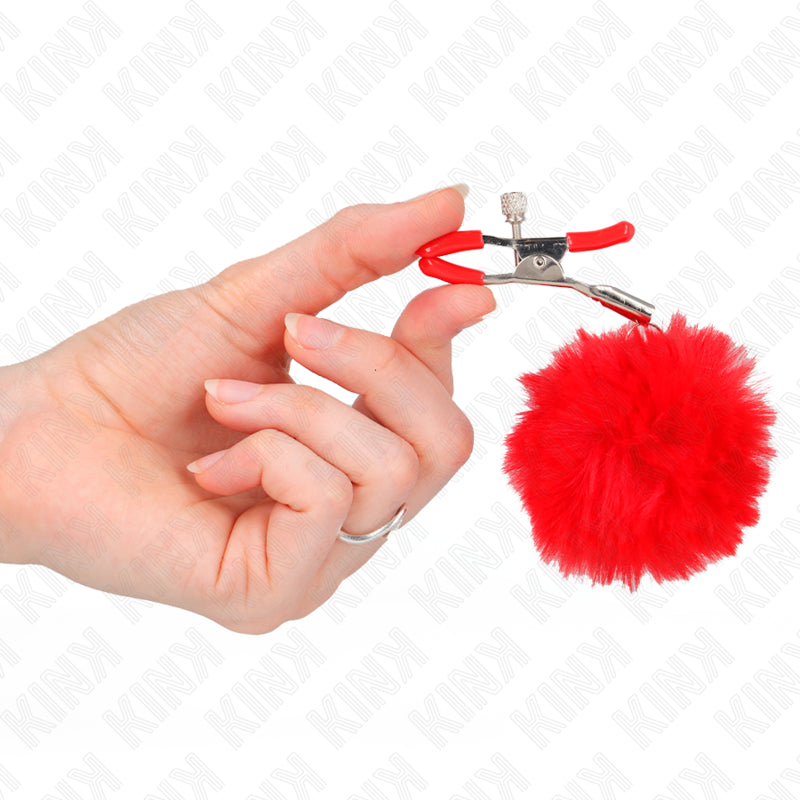 KINK PINZAS PARA PEZONES CON POMPaN ROJO 6 CM