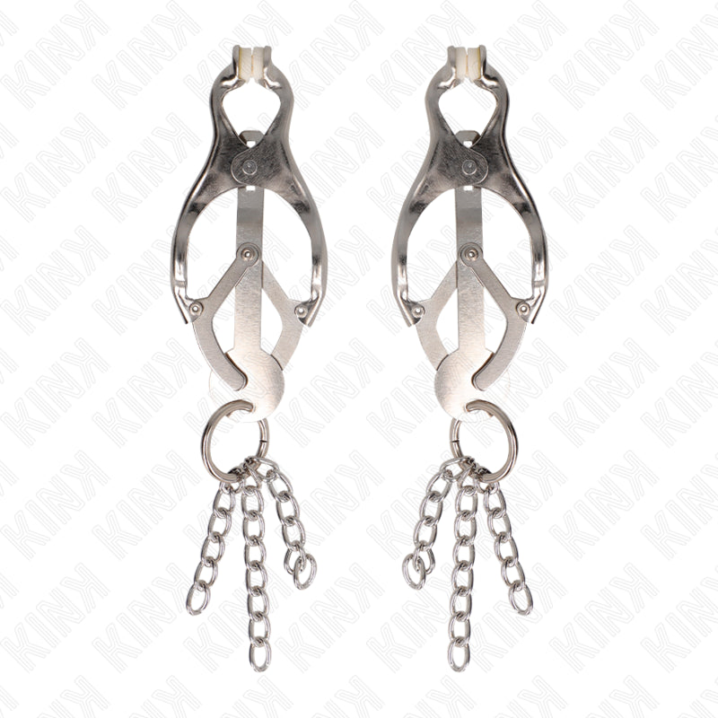 KINK PINZAS PARA PEZONES ESTILO JAPONaS CON CADENAS PLATEADO