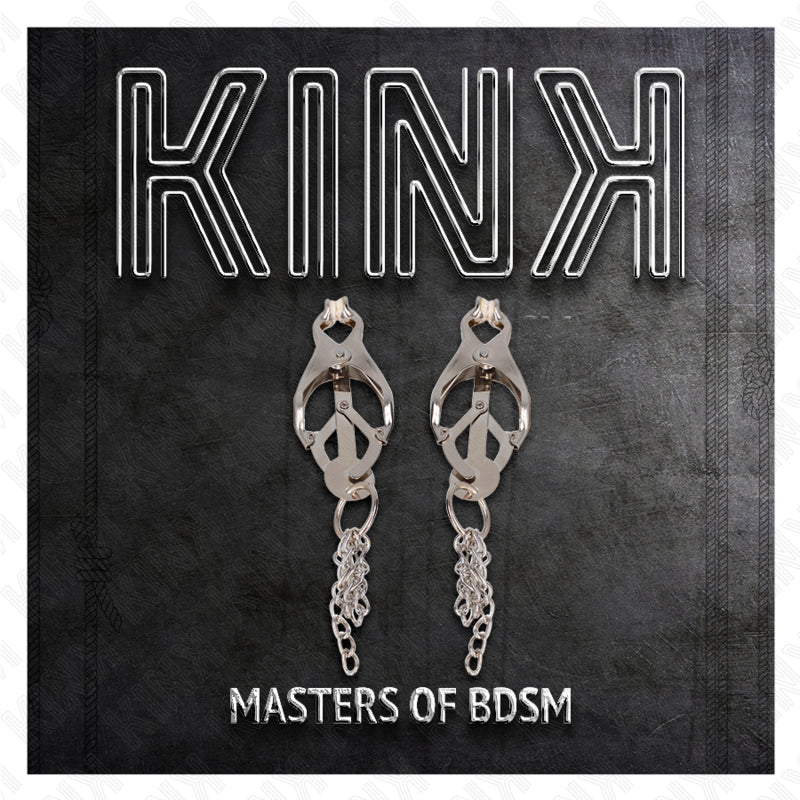 KINK PINZAS PARA PEZONES ESTILO JAPONaS CON CADENAS PLATEADO