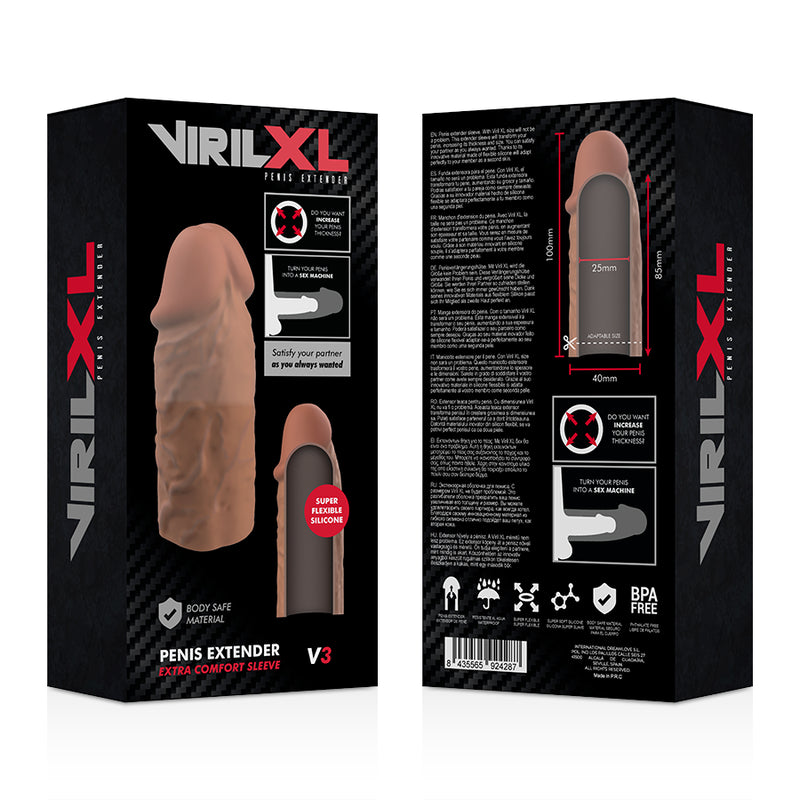 VIRILXL EXTENSION DE PENE LIQUID SILICONE V3 MARRON