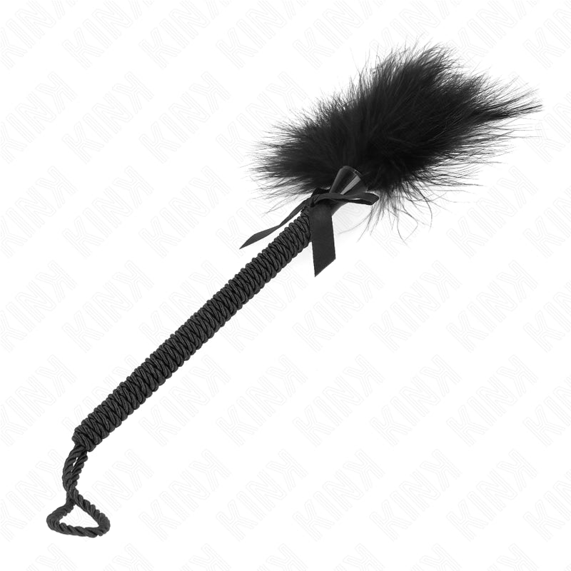 KINK MASAJEADOR DE CUERDA DE NAILON CON PLUMAS PARA COSQUILLAS Y LAZO NEGRO 25 CM