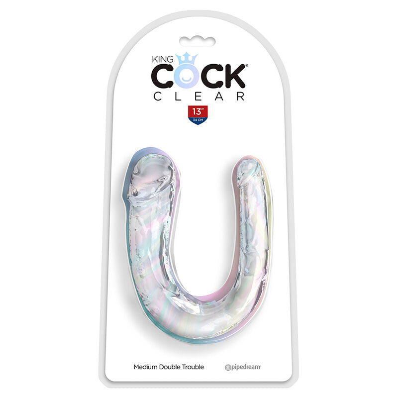 KING COCK DOUBLE TROUBLE DILDO DOBLE 33 CM TRANSPARENTE