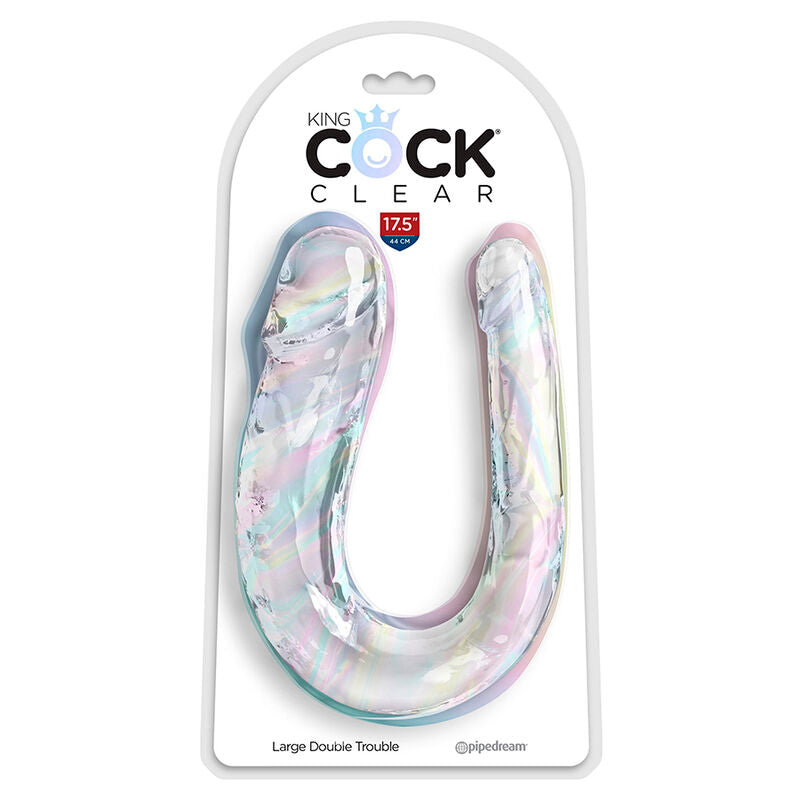 KING COCK DOUBLE TROUBLE DILDO DOBLE 44 CM TRANSPARENTE