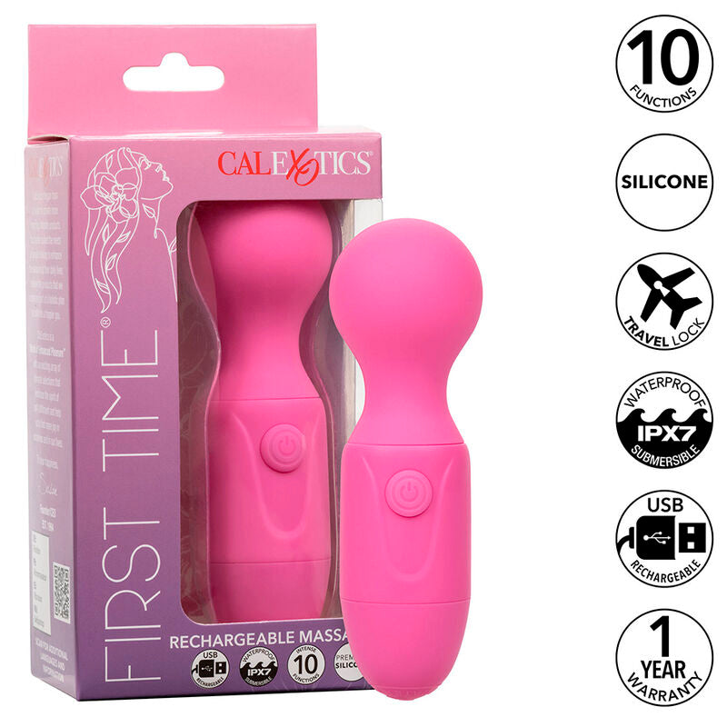 CALEXOTICS FIRST TIME MASAJEADOR RECARGABLE 10 VIBRACIONES ROSA