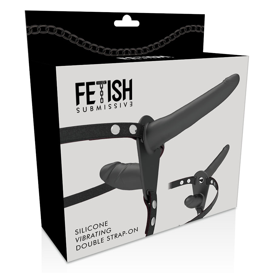 FETISH SUBMISSIVE HARNESS DOBLE PENETRACIoN VIBRADOR NEGRO