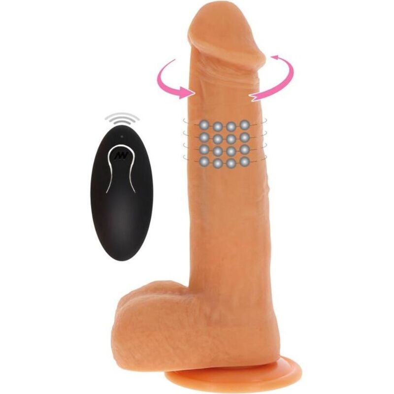 GET REAL DILDO VIBRADOR CON BOLAS GIRATORIAS NATURAL