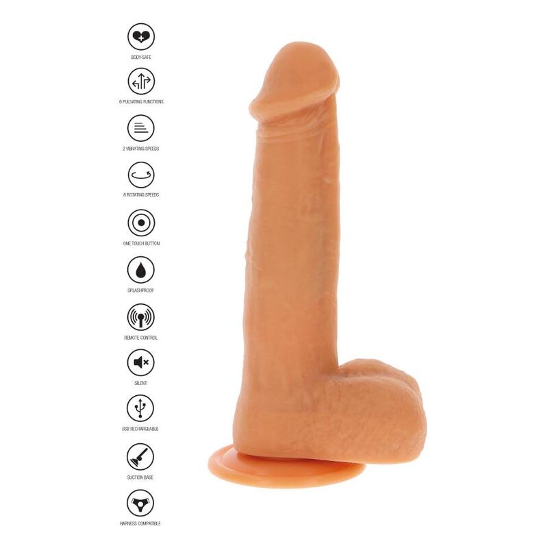 GET REAL DILDO VIBRADOR CON BOLAS GIRATORIAS NATURAL