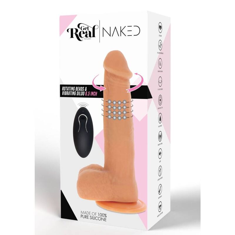 GET REAL DILDO VIBRADOR CON BOLAS GIRATORIAS NATURAL